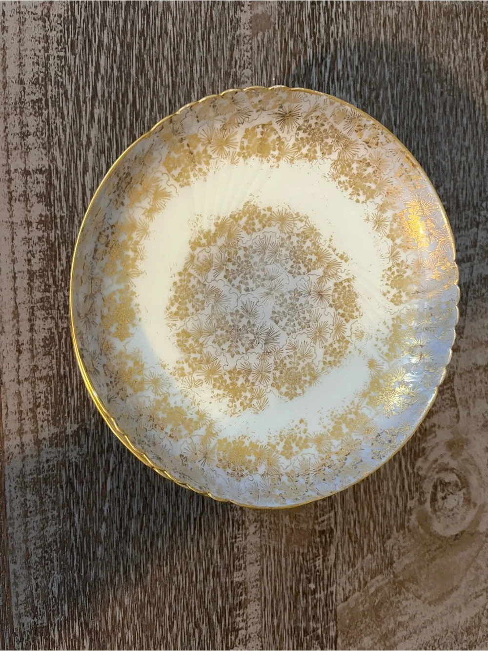 Antique Jean Pouyat Limoges Gold Chintz 6